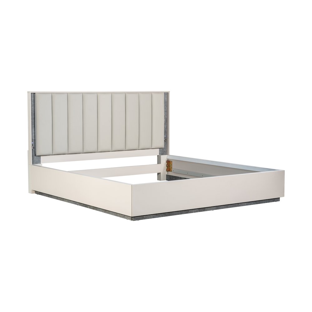Pavira Eastern King Bed with LED Lights - Stone