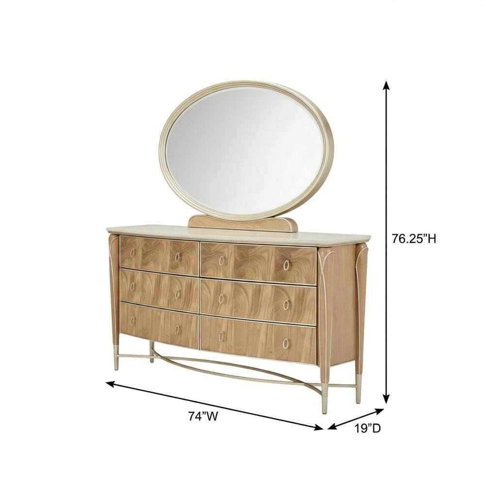 Villa Cherie Dresser and Mirror - Caramel