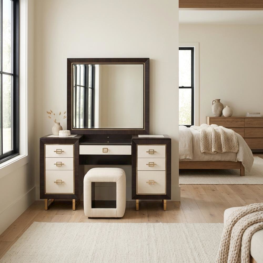 Belmont Place Vanity with Mirror & Bench - Espresso
