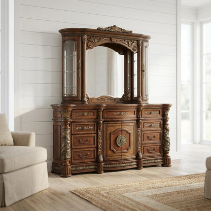 Villa Valencia Dresser with Mirror - Classic Chestnut