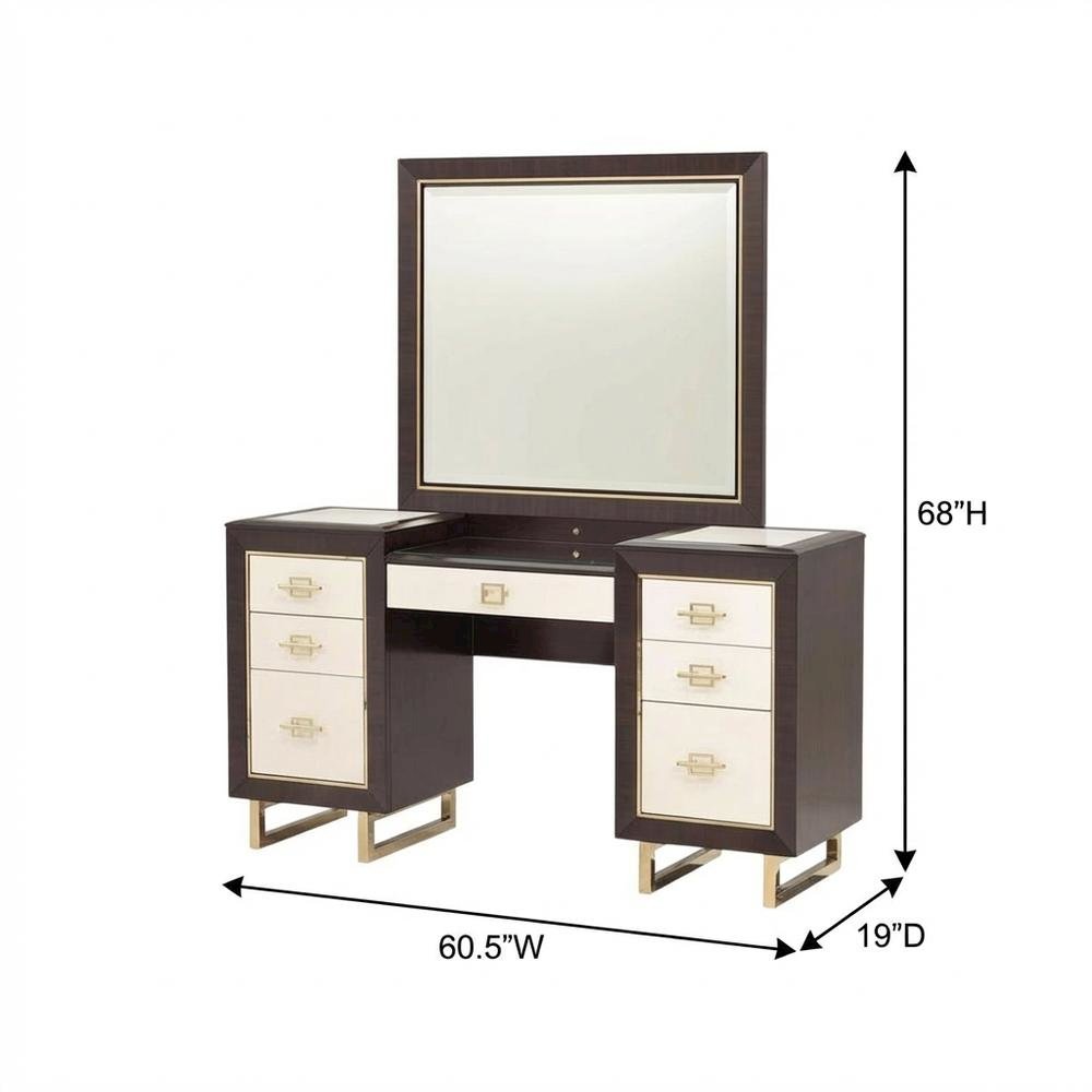 Belmont Place Vanity with Mirror & Bench - Espresso
