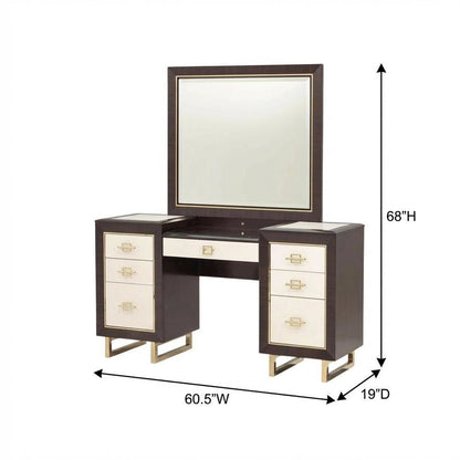 Belmont Place Vanity with Mirror & Bench - Espresso