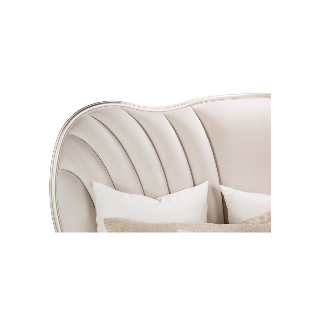London Place Cal. King Velvet Panel Bed - Creamy Pearl