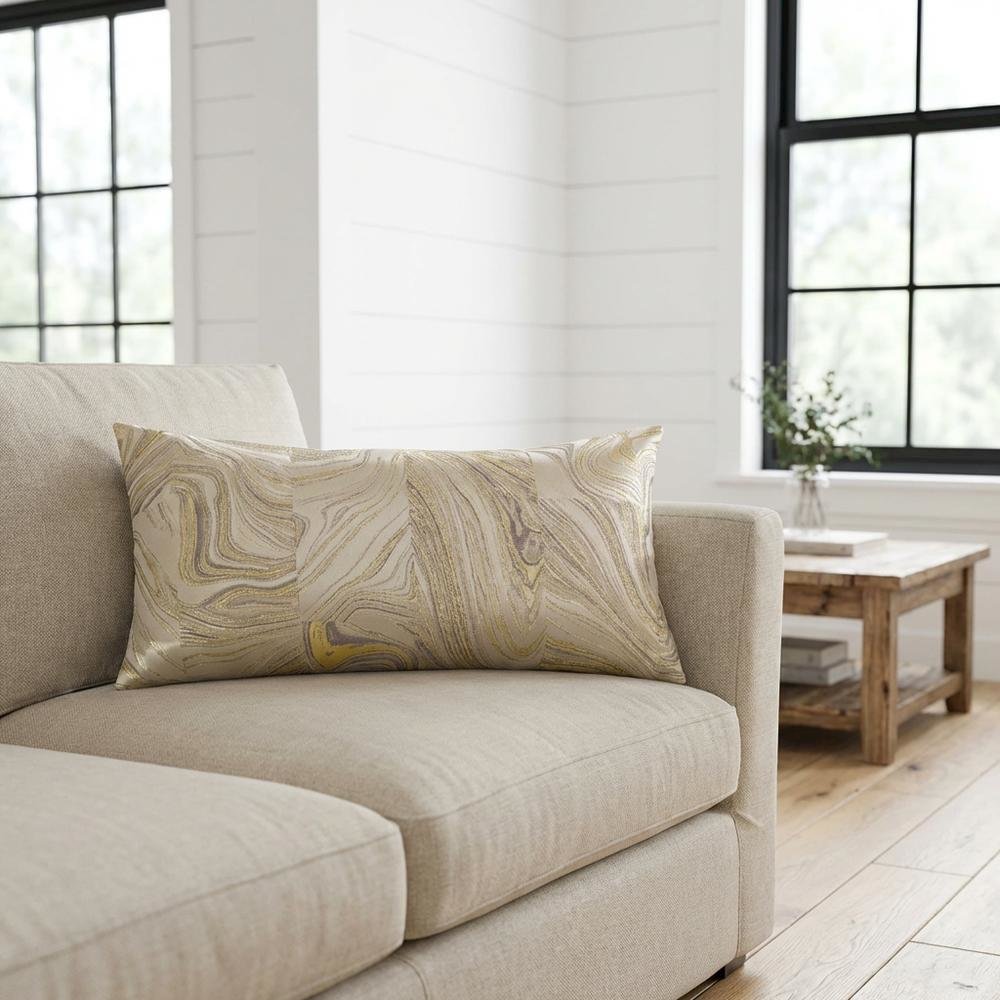 GLAMtastic Naomi 13"x24" Oblong Pillow, Set of 2 - Champagne