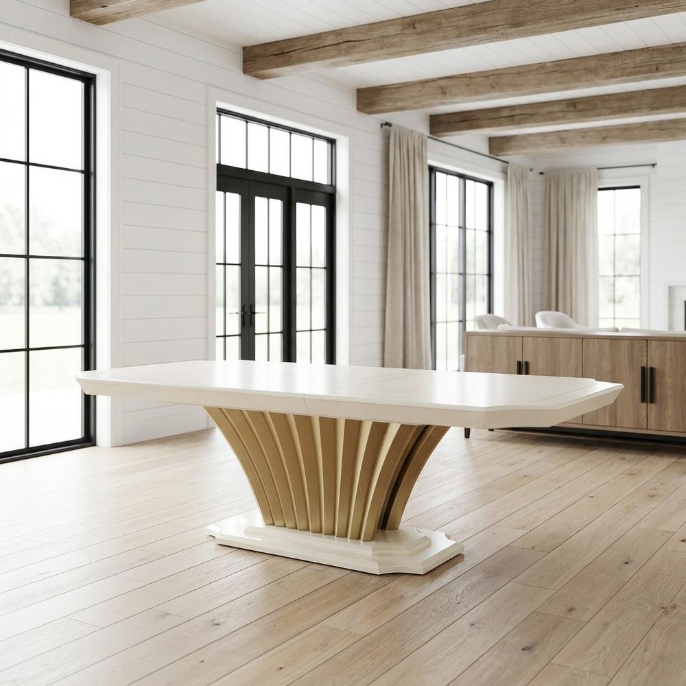 Fantosini Pedestal Dining Table - Creamy Pearl
