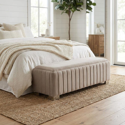 Amaryllis Velvet Accent Bench - Taupe/Chrome