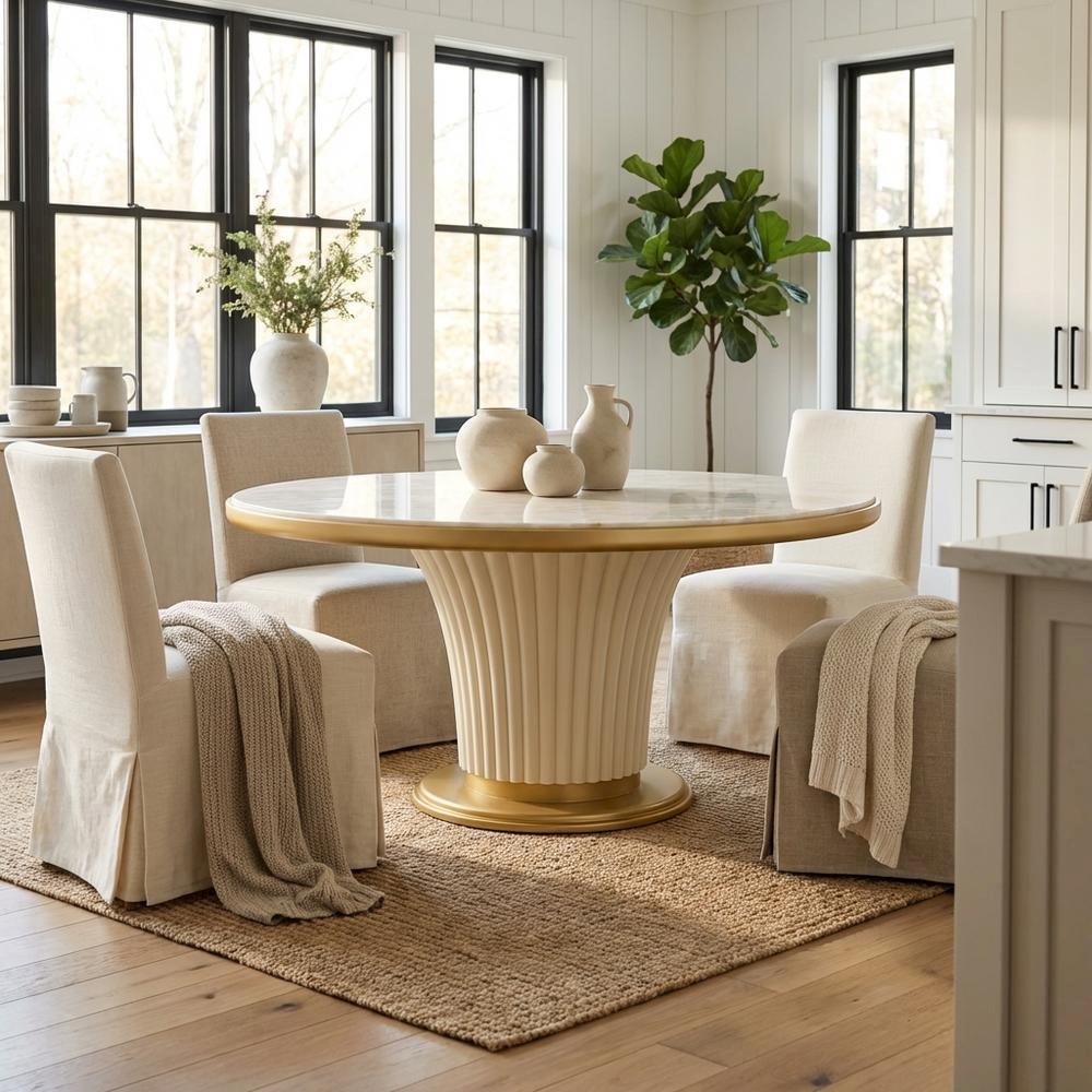 Scotts Square Round Dining Table - Light Champagne