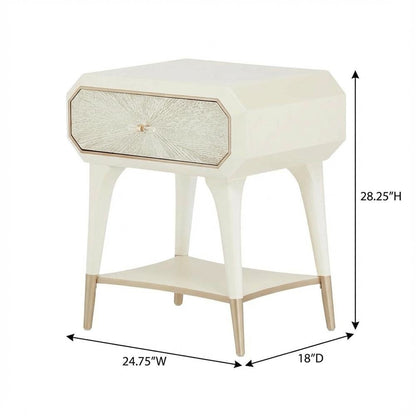 Champagne 1-Drawer Nightstand with Acrylic Finish and Modern Design
