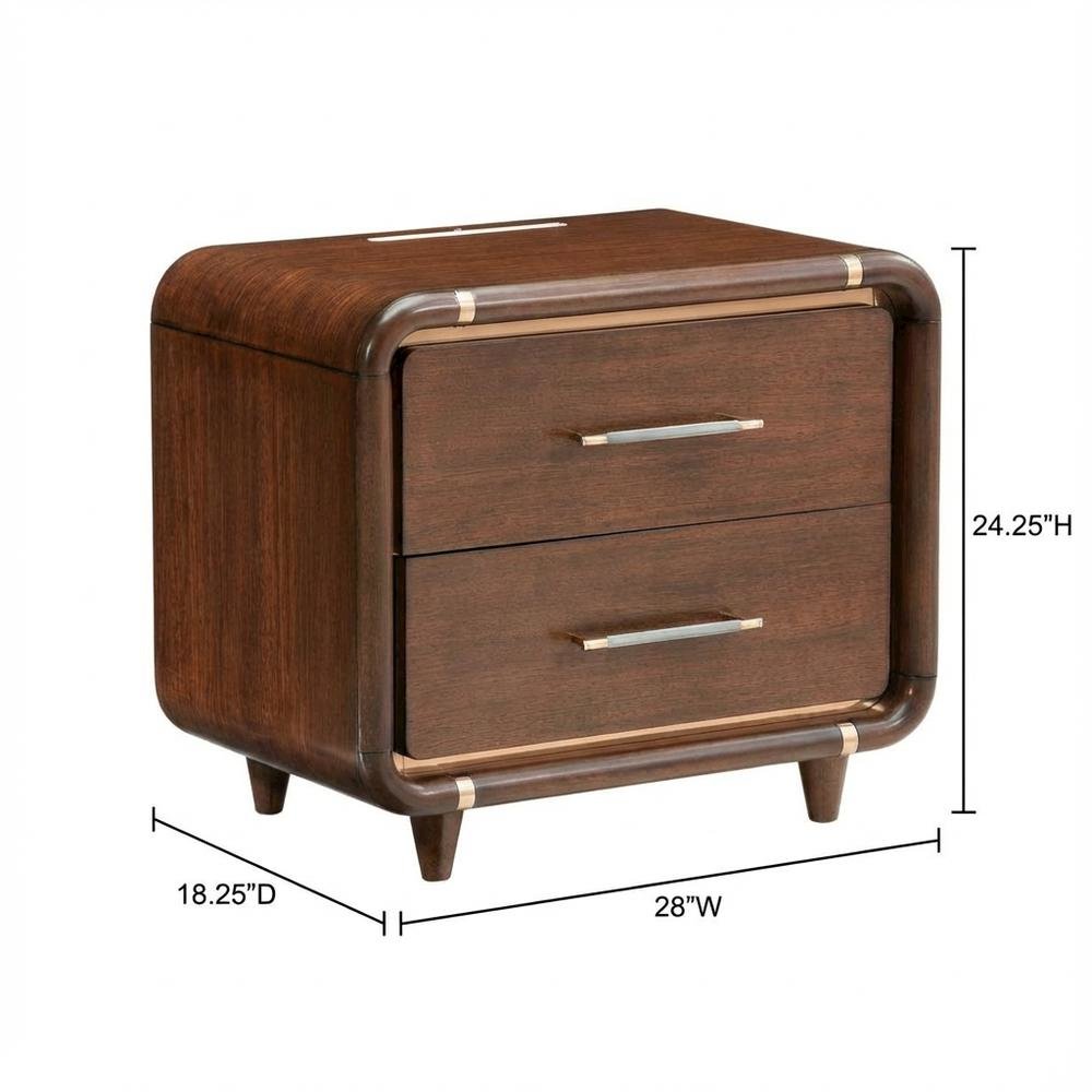 Nightstand with Wooden Poplar Construction for Bedroom Storage