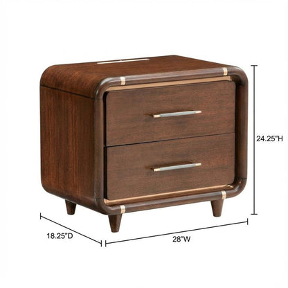 Nightstand with Wooden Poplar Construction for Bedroom Storage