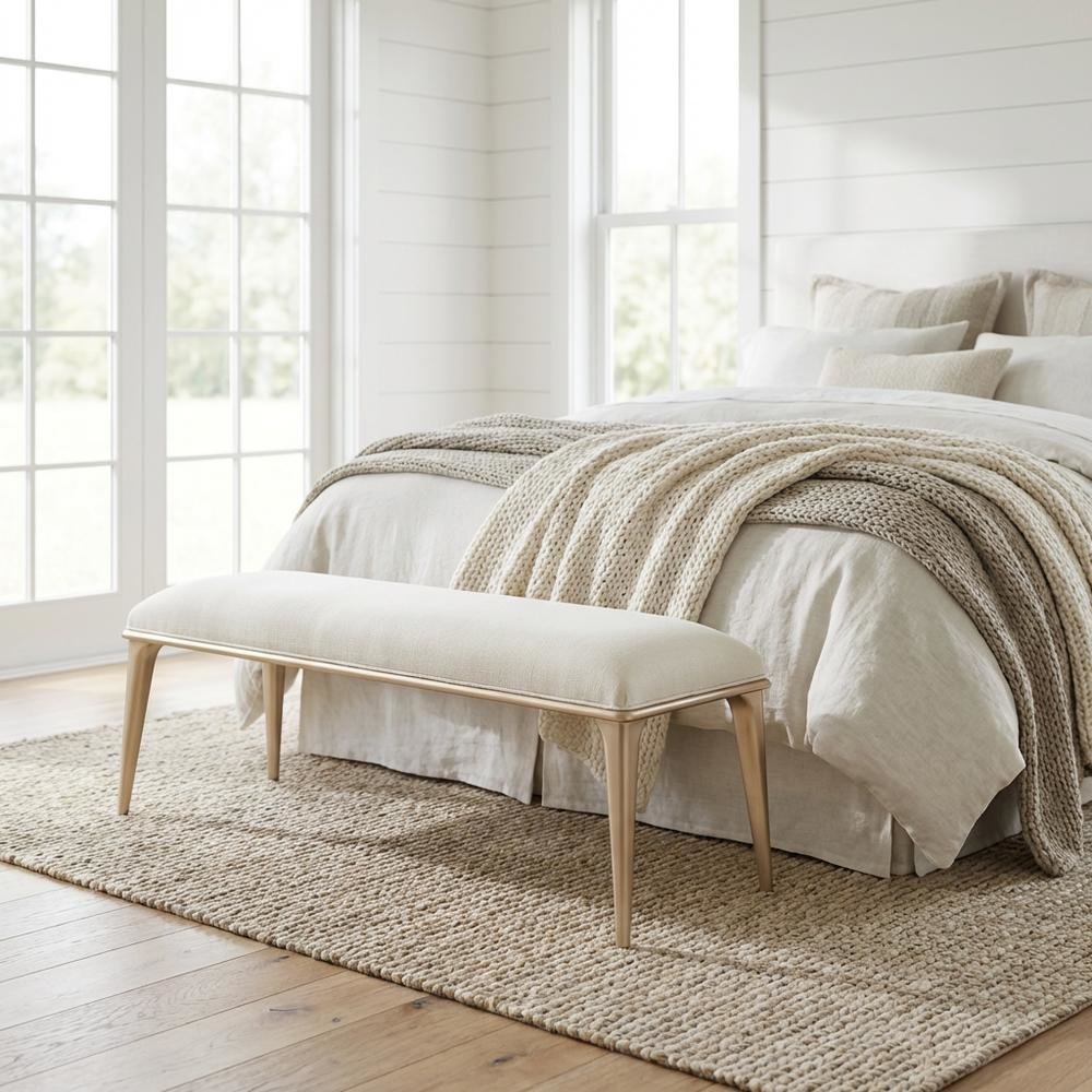 La Rachelle Bed Bench - Icicle/Champagne