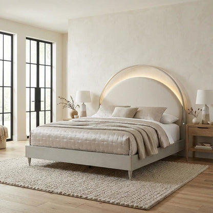 Eclipse Cal King Upholstered Bed with LED Lights - Moonlight