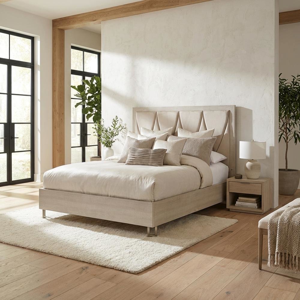 Marin Queen Panel Bed - Greige