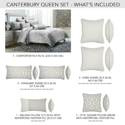Canterbury 8-Piece King Comforter Set - Silver