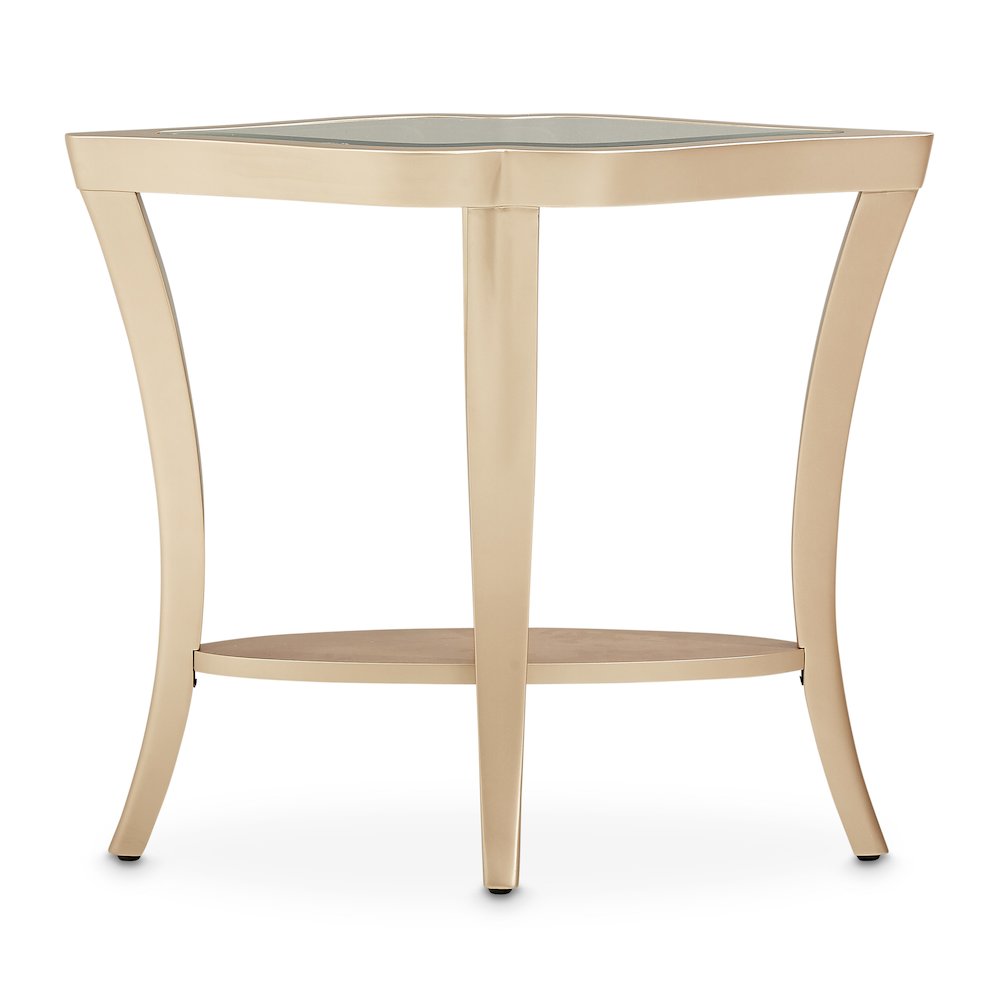 Malibu Crest End Table with Glass Top - Chardonnay