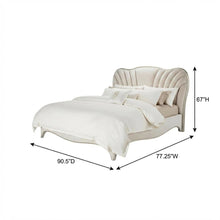 London Place Queen Velvet Panel Bed - Creamy Pearl