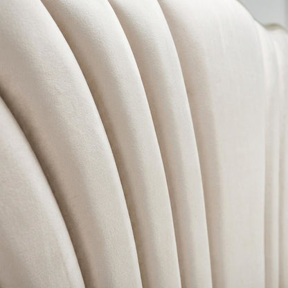 London Place Queen Velvet Panel Bed - Creamy Pearl