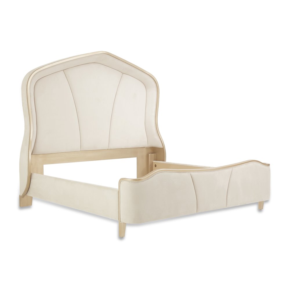 Malibu Crest Eastern King Curved Panel Bed - Chardonnay