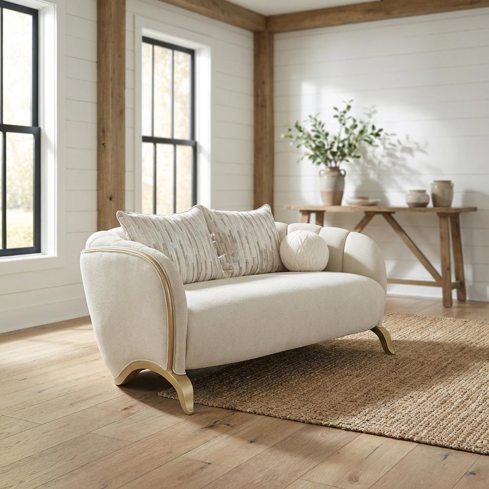Scotts Square Loveseat - Cornsilk/Light Champagne