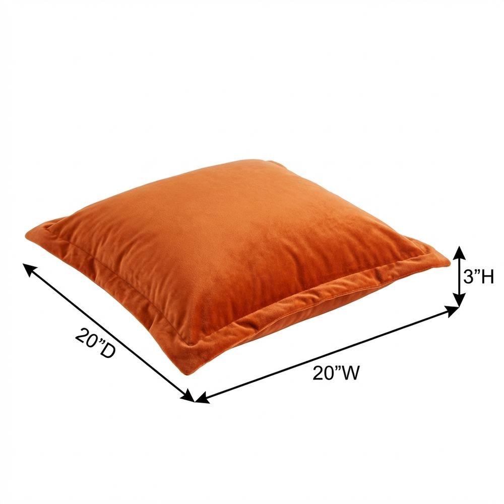 Conner 20" Velvet Throw Pillow, Set of 2 - Paprika