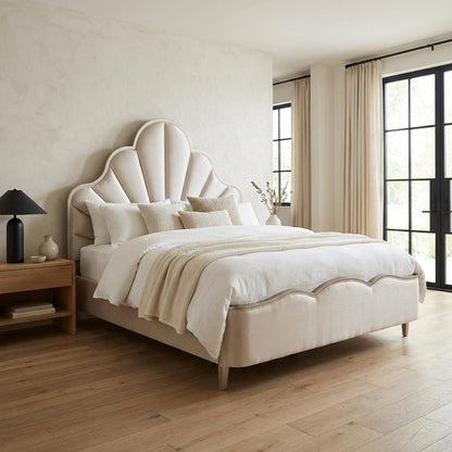 Malibu Crest Eastern King Scalloped Panel Bed - Chardonnay