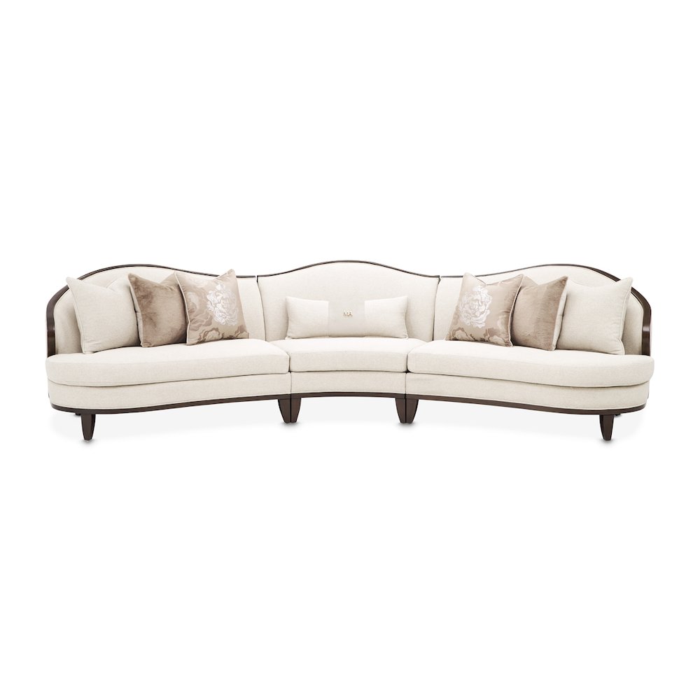 Camellia Field 3-Piece Chenille Sofa - Linen/Warm Pecan