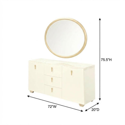 Fantosini Sideboard with Wall Mirror - Creamy Pearl