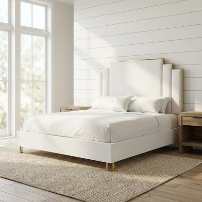 Palm Gate Eastern King Upholstered Bed - Cloud White