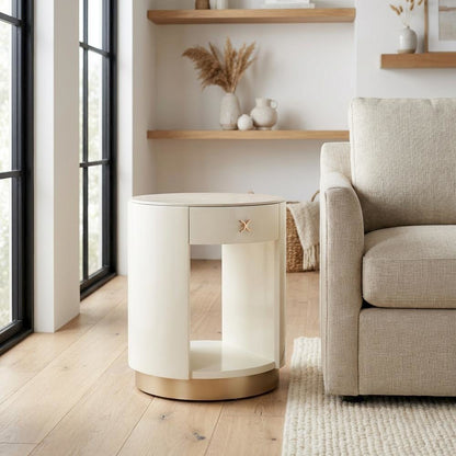 La Rachelle Round End Table  - Champagne