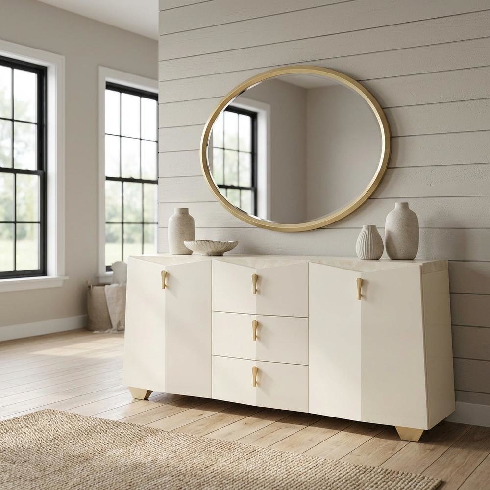 Fantosini Sideboard with Wall Mirror - Creamy Pearl