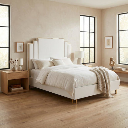 Palm Gate Eastern King Upholstered Bed - Cloud White