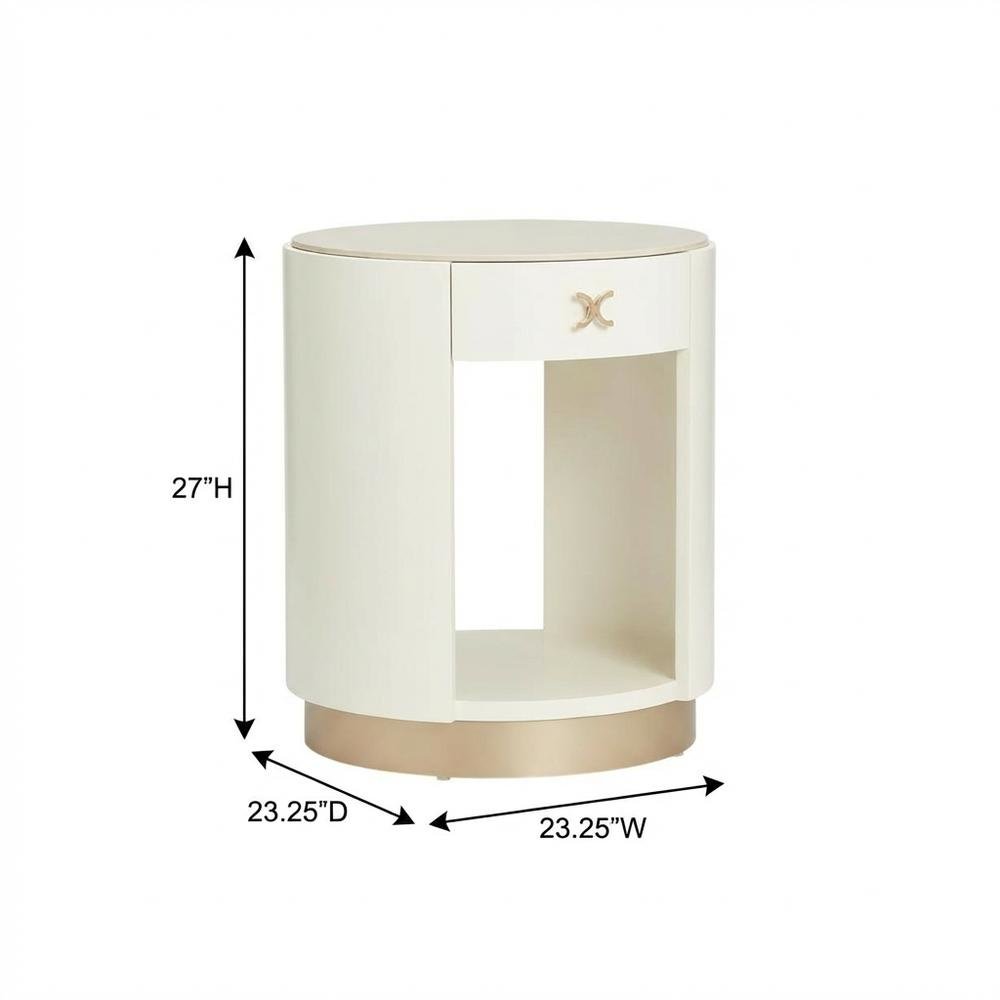 La Rachelle Round End Table  - Champagne