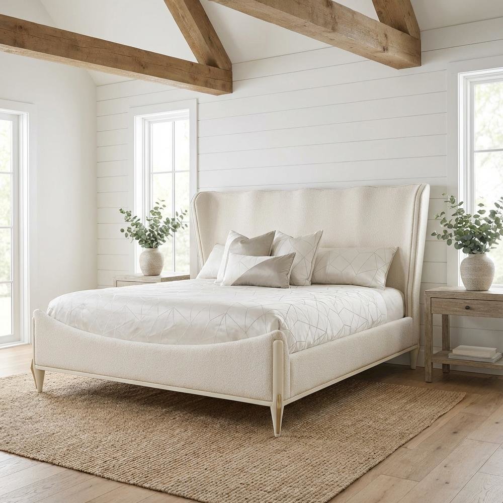 La Terrazza King Panel Bed - Creamy Pearl