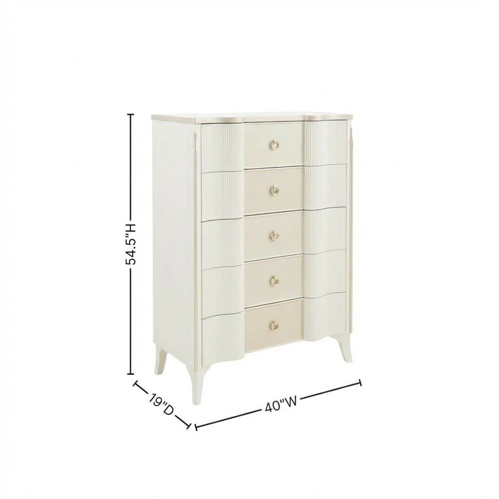 La Marisia 5-Drawer Chest - Creamy Pearl