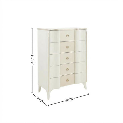 La Marisia 5-Drawer Chest - Creamy Pearl