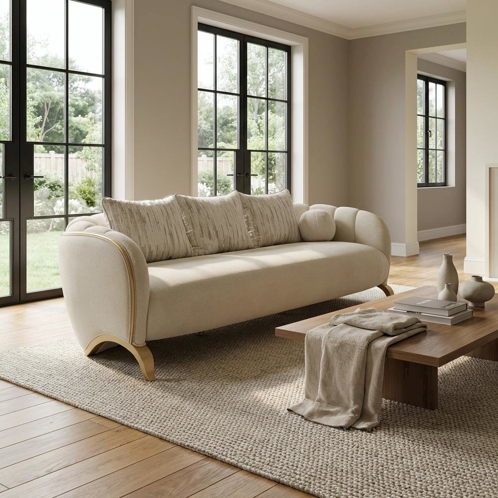 Scotts Square Sofa - Cornsilk/Light Champagne