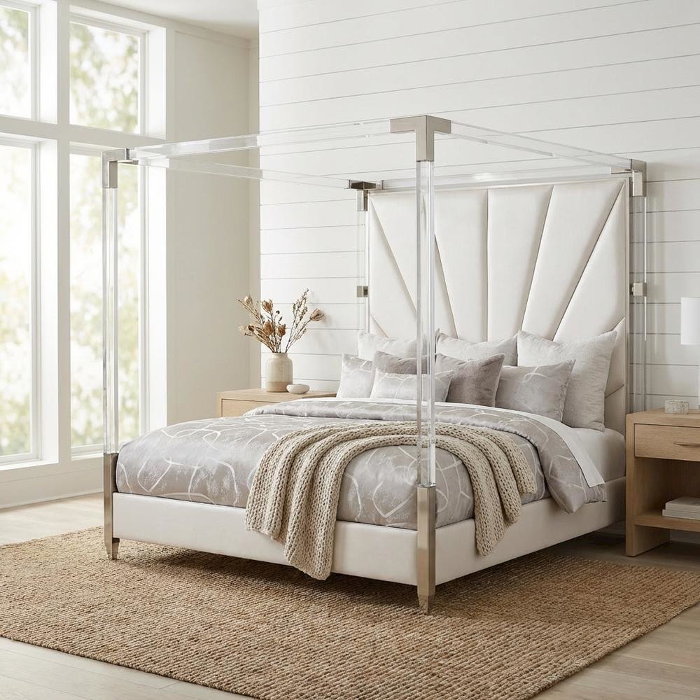 Penthouse Eastern King Canopy Bed - Ash Gray