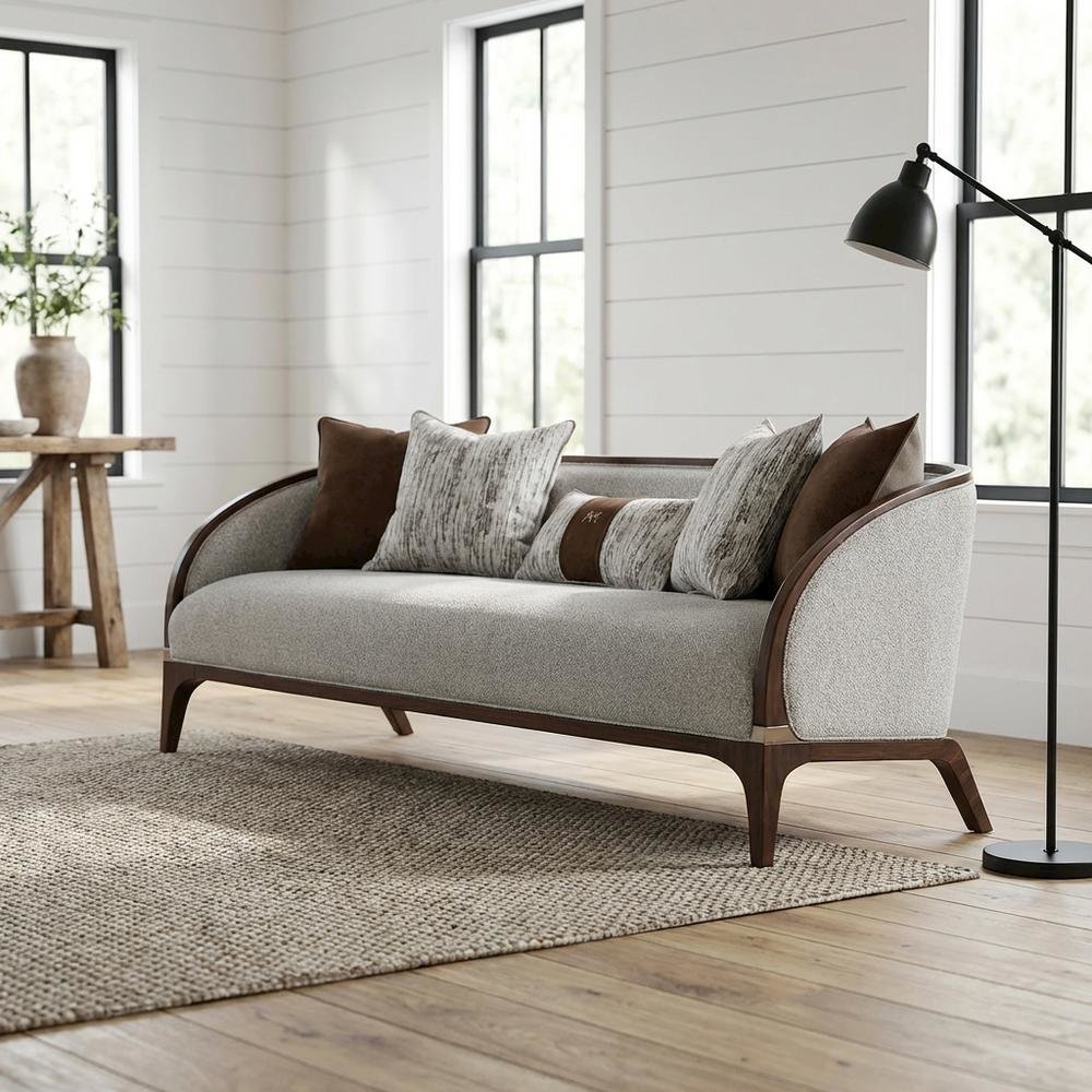 Houston Sofa - Pebble/Walnut
