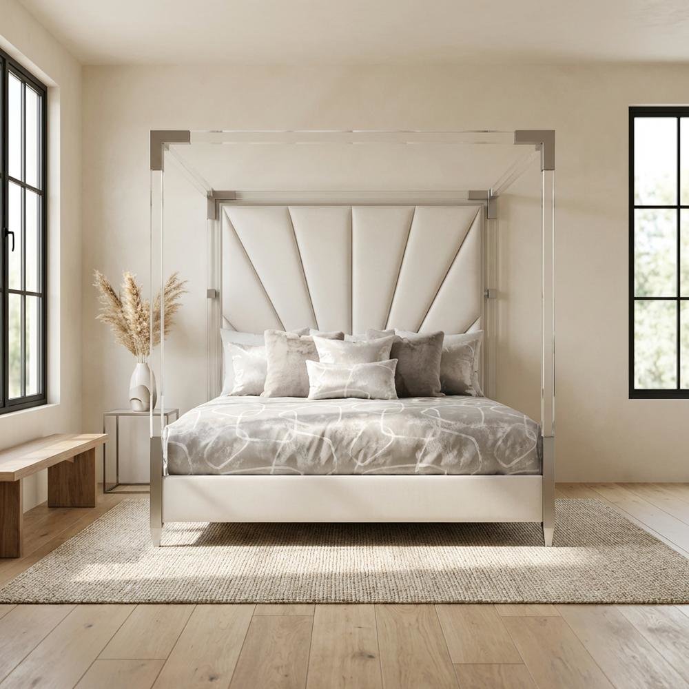 Penthouse Eastern King Canopy Bed - Ash Gray