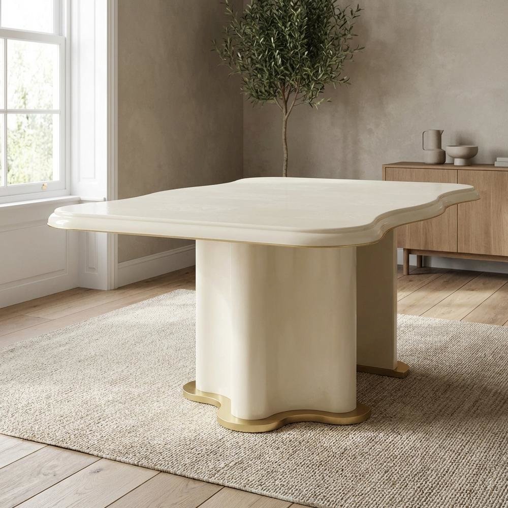 La Terrazza Double Pedestal Dining Table - Creamy Pearl
