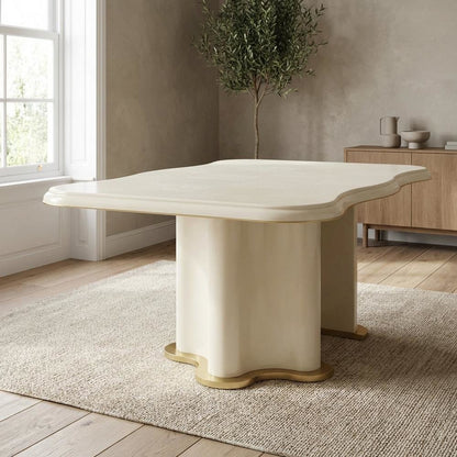 La Terrazza Double Pedestal Dining Table - Creamy Pearl