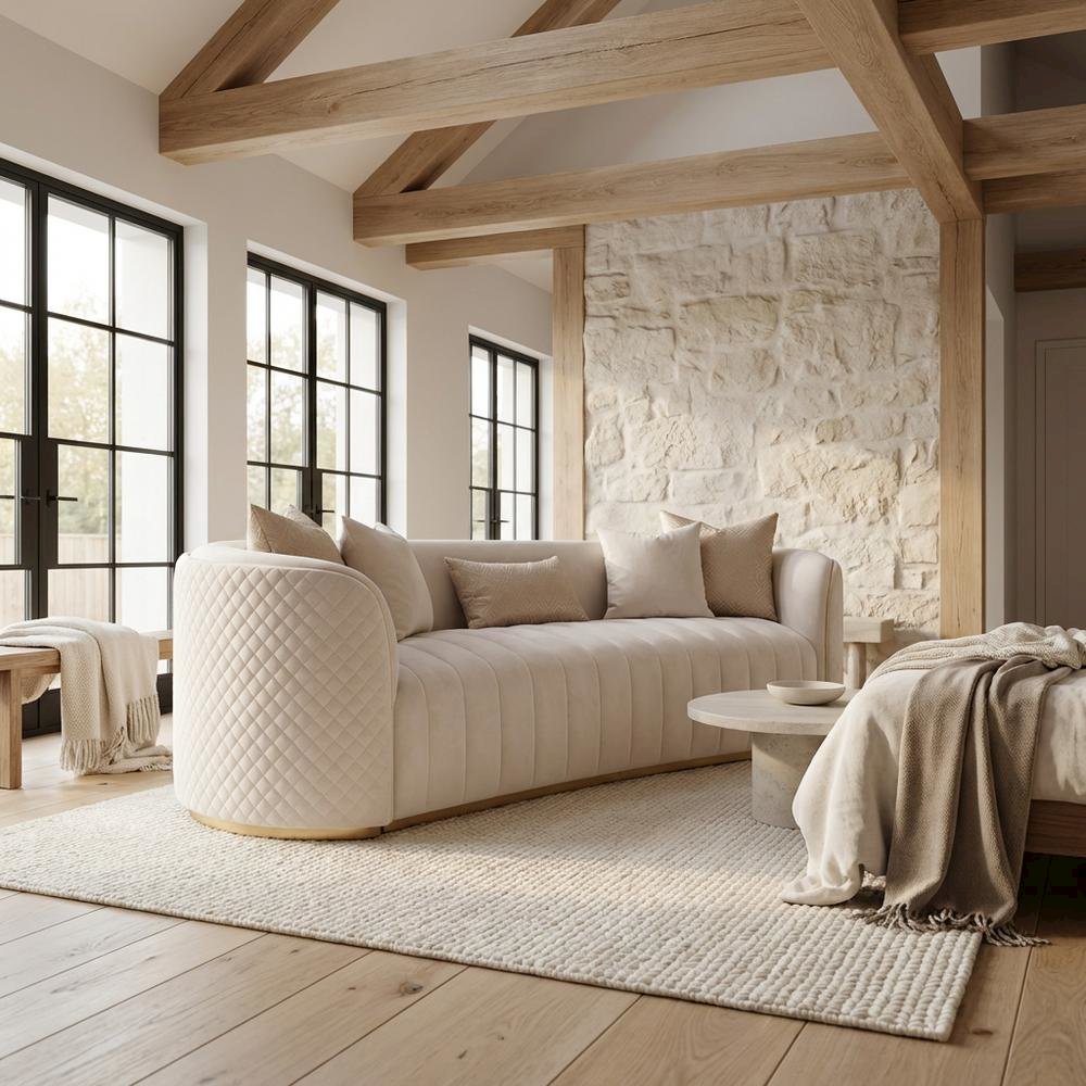 Ariana Sofa - Beige/Gold