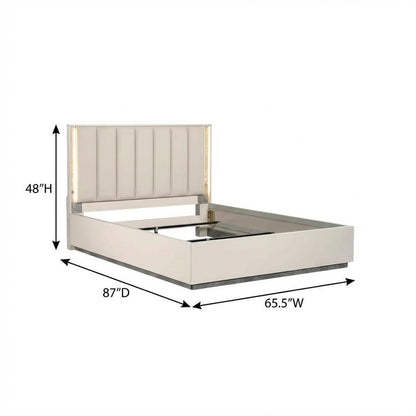 Pavira Queen Bed with LED Lights - Stone