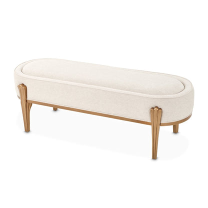 Camellia Field Accent Bench - Linen/Antique Gold