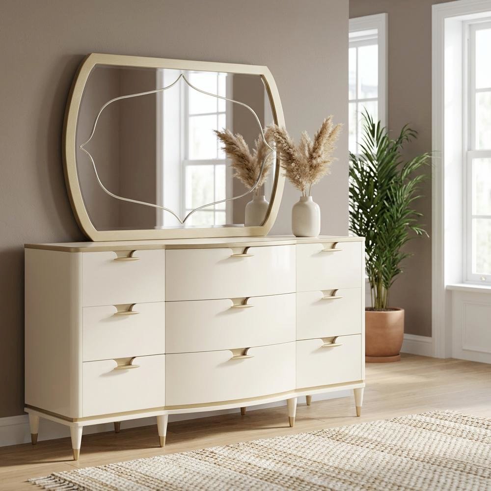 La Terrazza Dresser with Mirror - Creamy Pearl