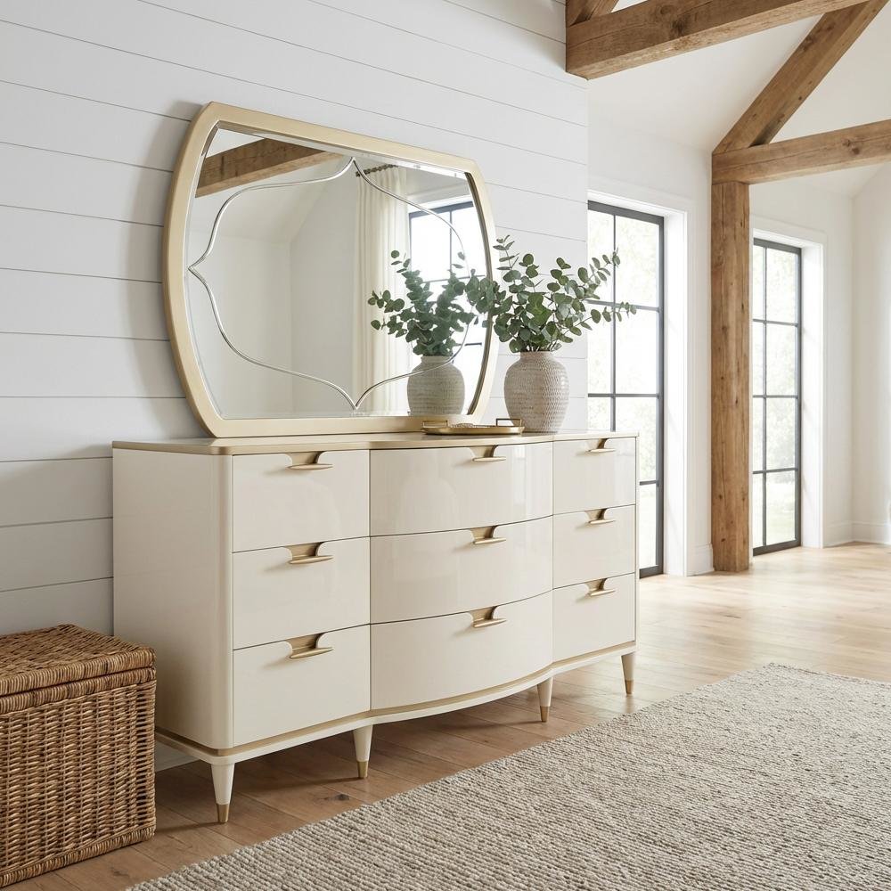 La Terrazza Dresser with Mirror - Creamy Pearl