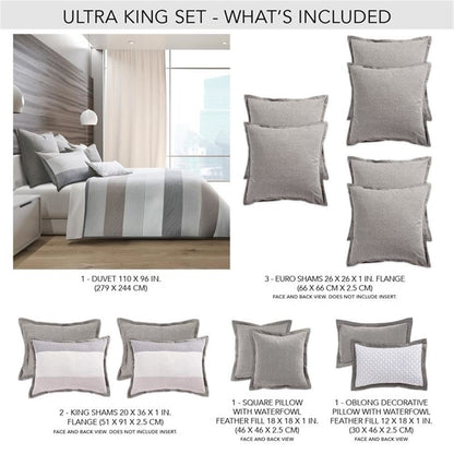 Ultra 8-Piece King Duvet Set - Grey