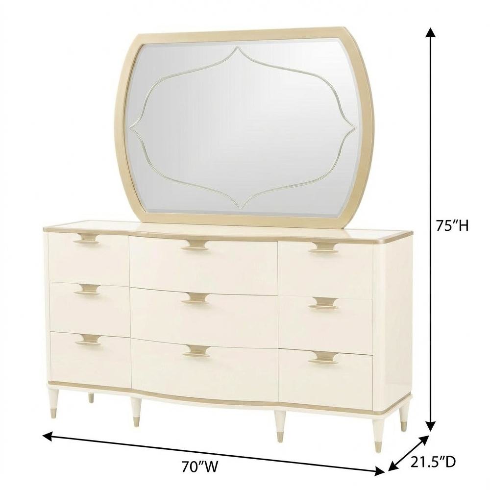 La Terrazza Dresser with Mirror - Creamy Pearl