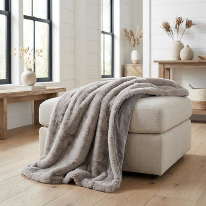 Hopps 54"x72"Faux-Fur Throw - Platinum
