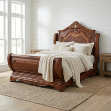 Cortina Cal. King Sleigh Bed - Honey Walnut
